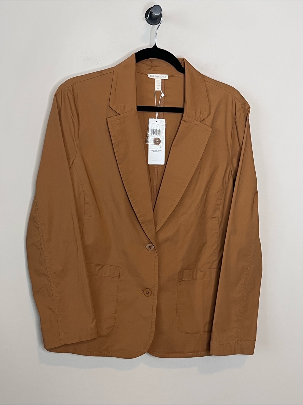 NWT EILEEN FISHER Sona Organic Cotton Stretch Notch Collar Blazer Brown Medium - Picture 2 of 6